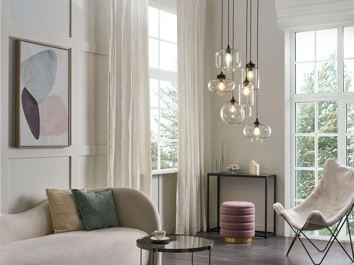 HÄNGELEUCHTE Bemboka 26/40/155 cm - Transparent, Glas (26/40/155cm) - Beliani