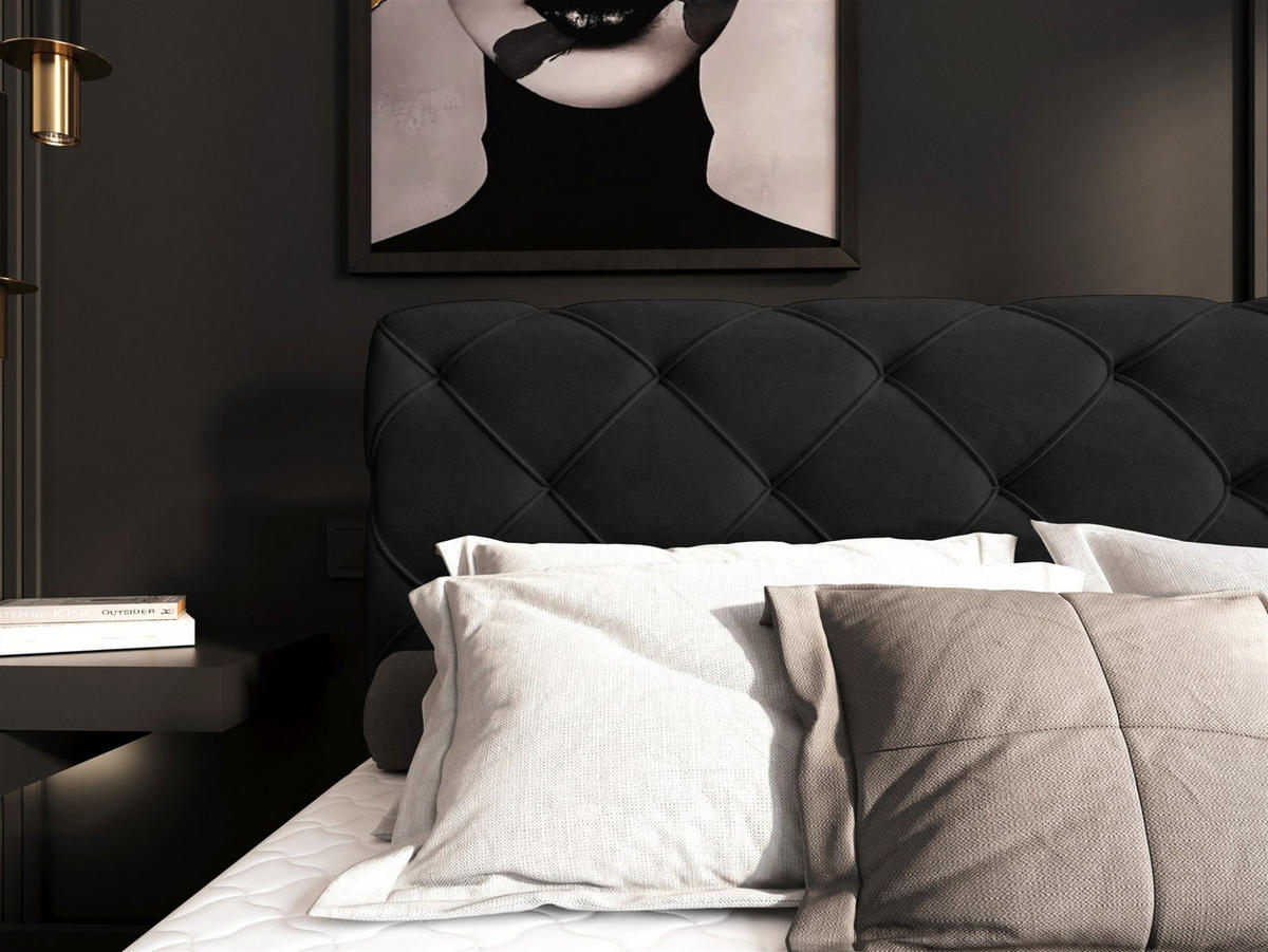 BOXBETT Gisel - Schwarz, Holzwerkstoff/Textil (140/200cm) - Fun Möbel