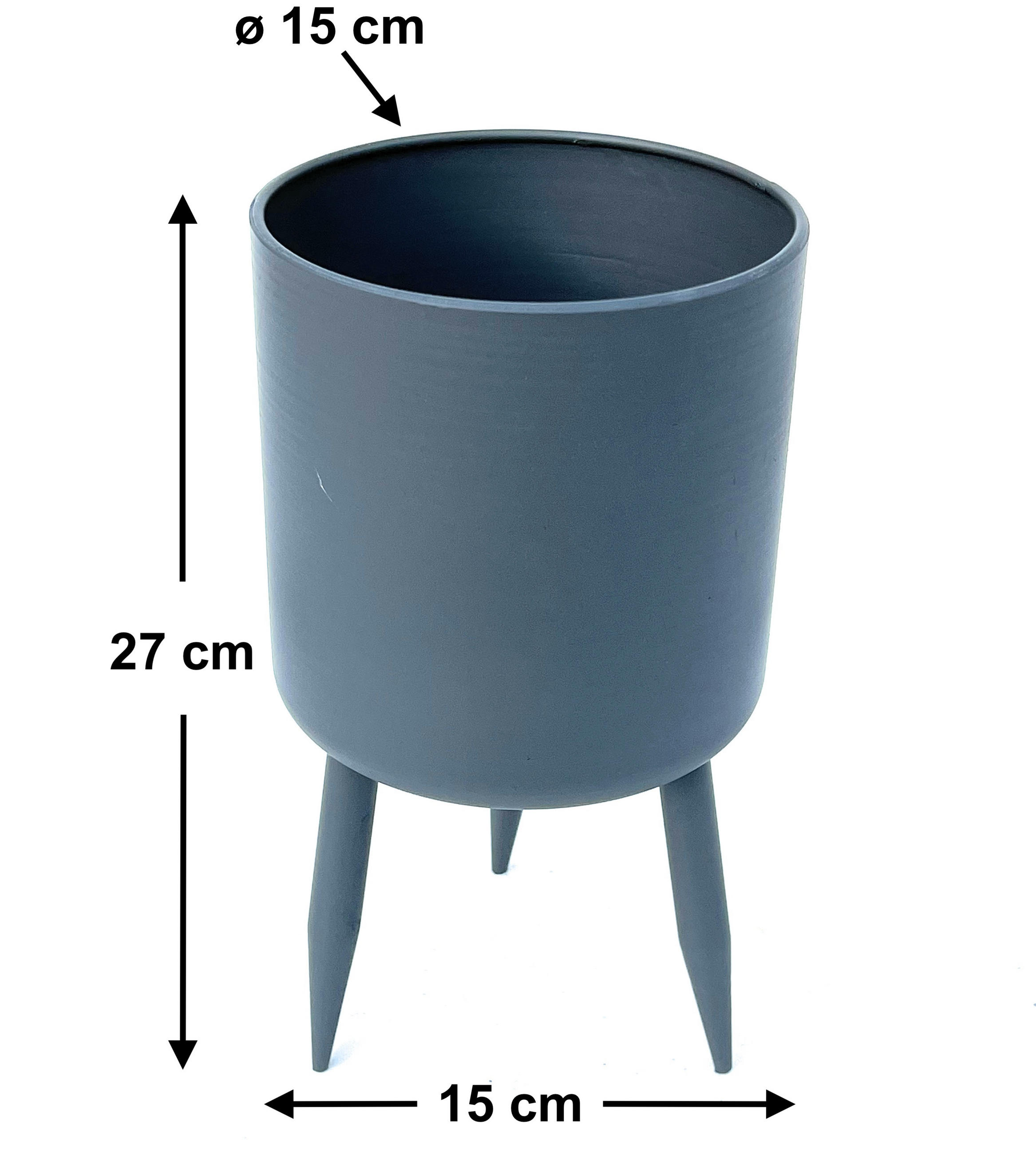 BLUMENTOPF Metall Grau 27 cm 96260 L - Grau, Metall (15/27/15cm) - DanDiBo