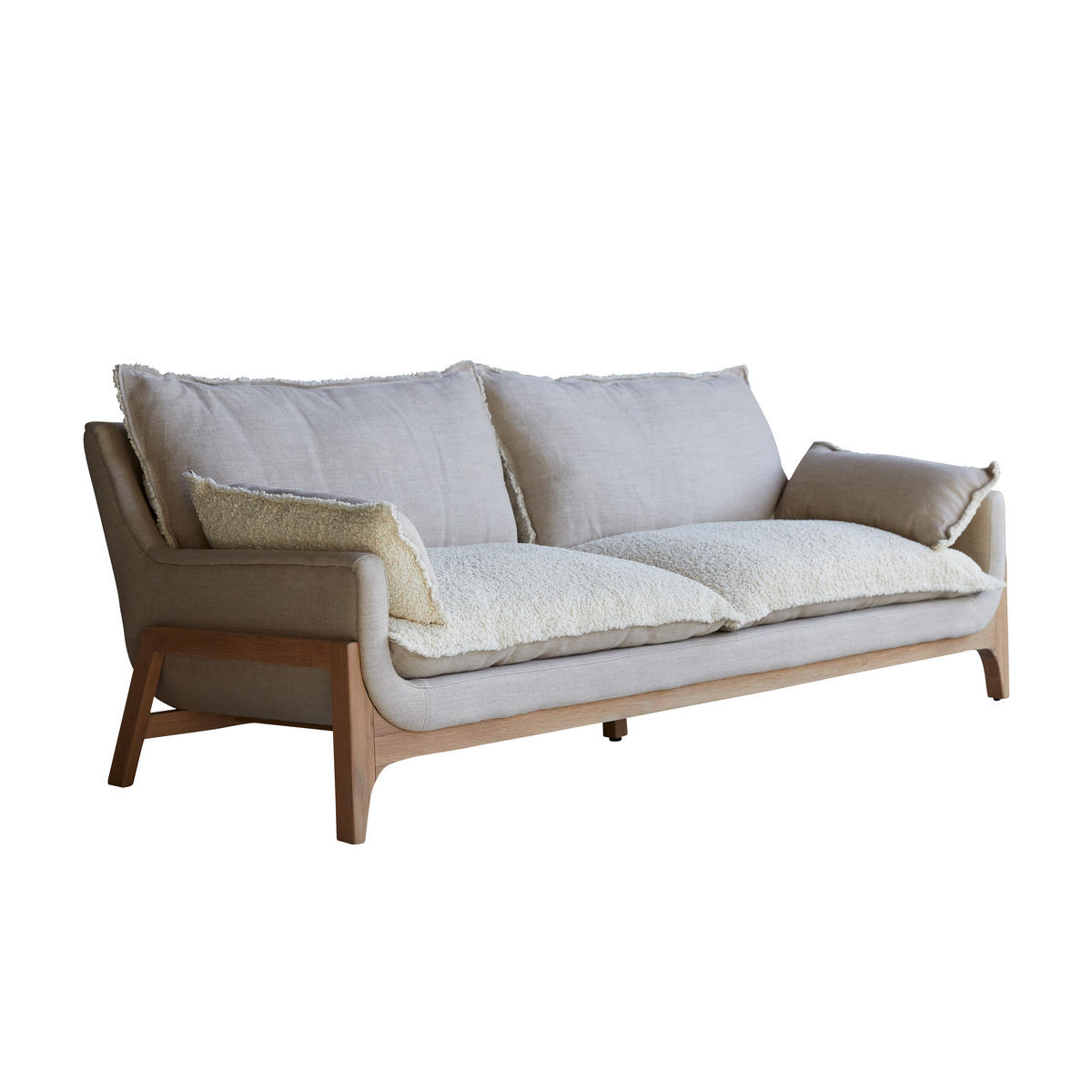 SOFA Woodnest Beige aus Stoff - Beige, Textil (216/77/93cm) - Tikamoon