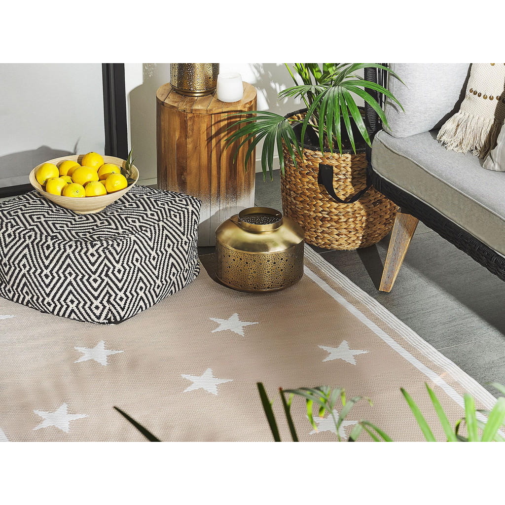 Thumbnail - Beliani Outdoor-Teppich, Beige, Kunststoff, Grafikmuster, Rechteckig, 120x180 cm, Teppiche & Böden, Teppiche, Outdoortep...