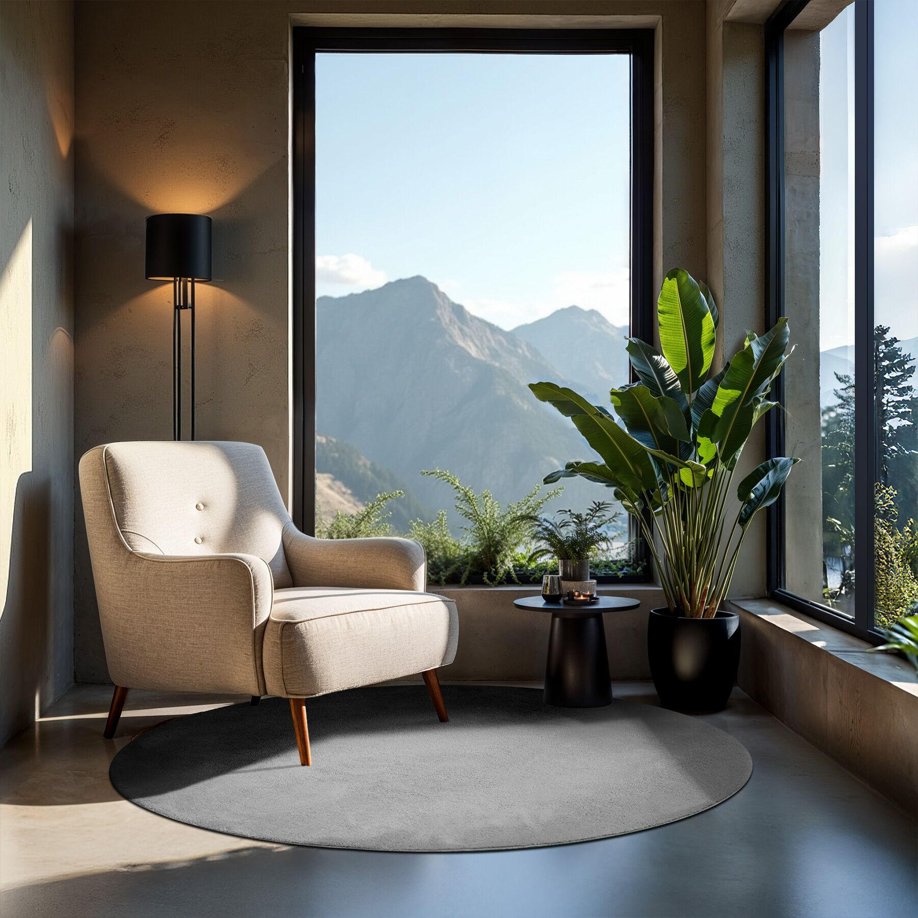 Thumbnail - tectake Kurzflorteppich, Grau, Textil, Rund, 120x120 cm, Teppiche & Böden, Teppiche, Moderne Teppiche