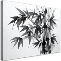 LEINWANDBILD Bambusblätter schwarz-weiß 120x80cm - Schwarz, Textil (120/80cm) - Feeby