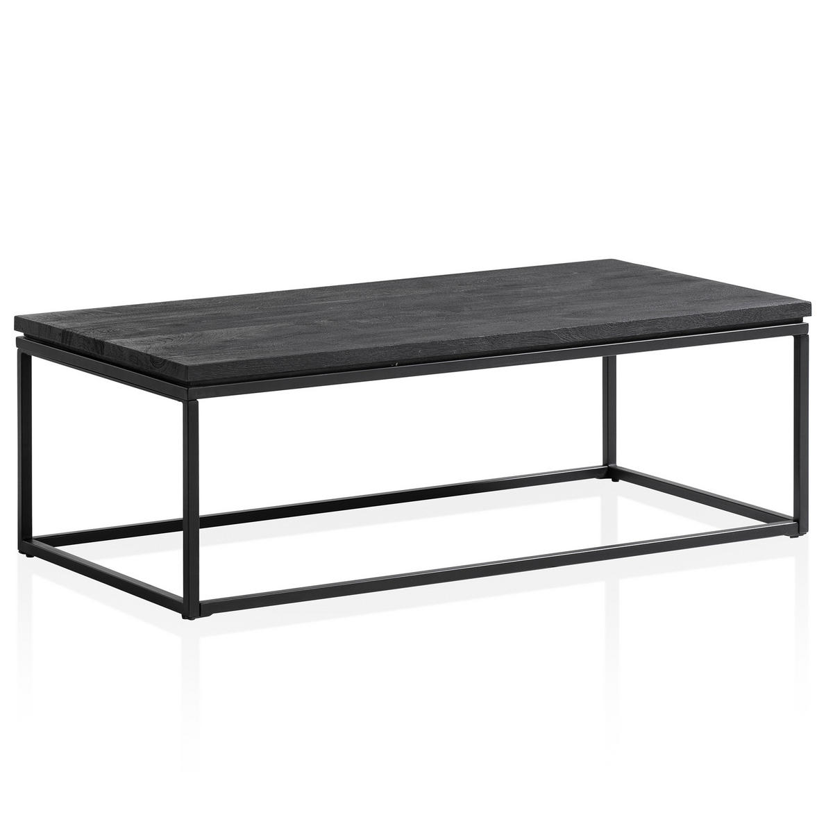COUCHTISCH aus Mango Massivholz und Metall, Quadratisch, Natürliche Holzmaserung, Schwarz 120 x 60 x 40 cm - Schwarz, Holz/Metall (60/120/40cm) - KADIMA DESIGN