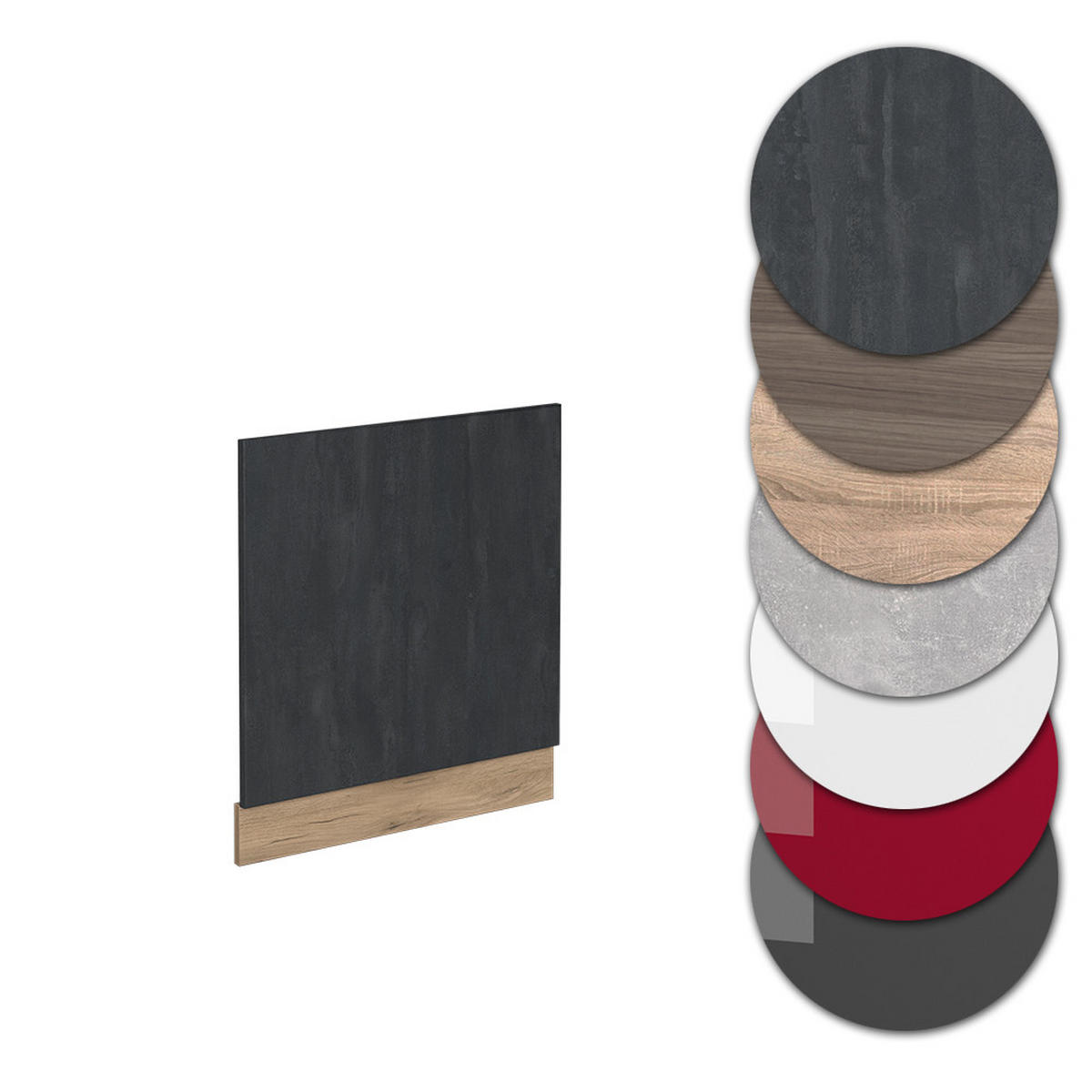 FRONTBLENDE R-Line Schwarz Beton 60 cm AP Eiche - Eiche Wotan/Schwarz, Holzwerkstoff (60/57.2/1.6cm) - Vicco