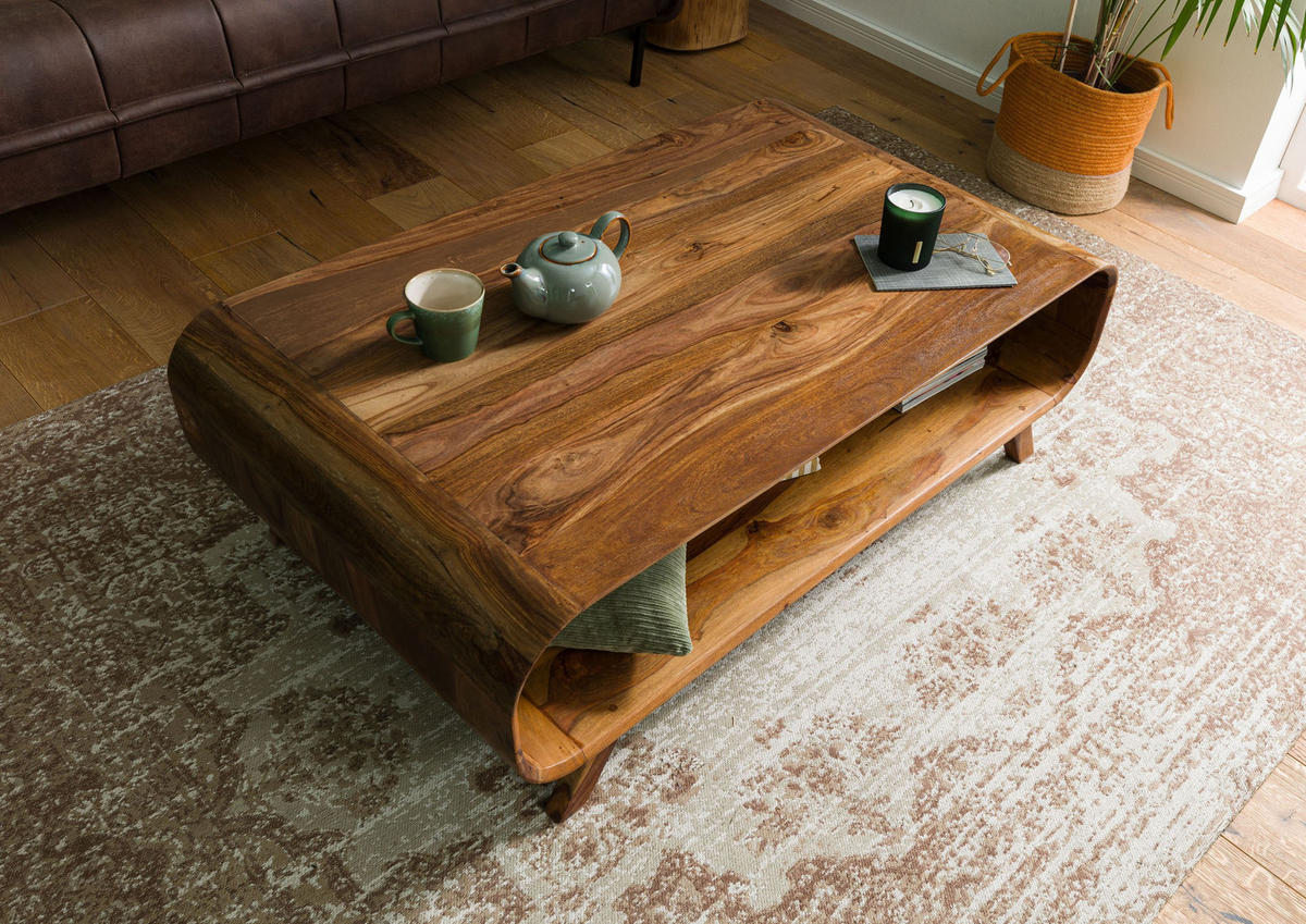 COUCHTISCH Sheesham 120x70x40 hellbraun lackiert MAILAND #134 - Braun, Holz (120/70/40cm) - Massivmoebel24