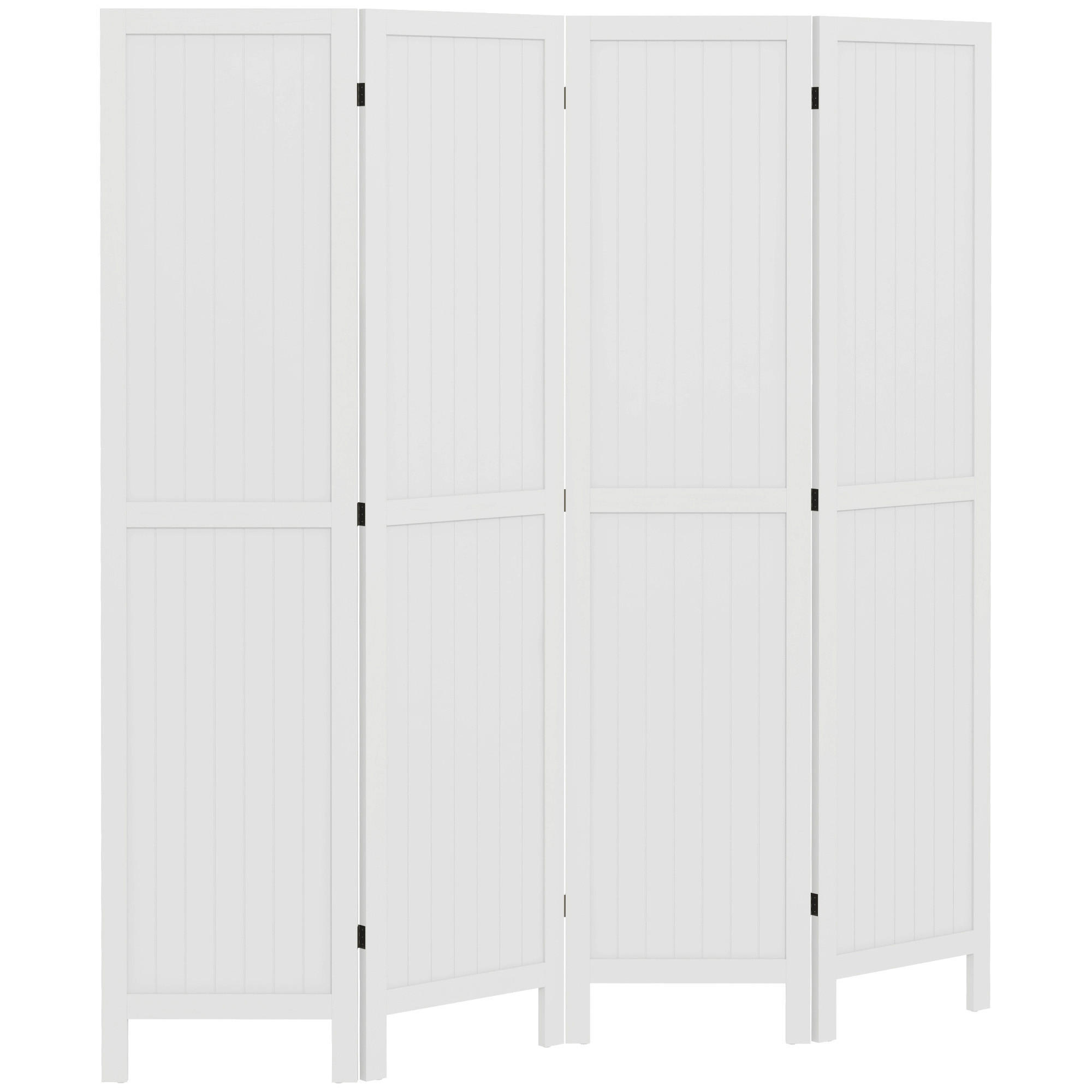 PARAVENT DE-14252 4-teilig, klappbar, 160x170 cm Weiß - Weiß, Holz (160/170/1.8cm) - ComfortXL