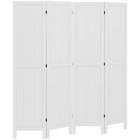 PARAVENT DE-14252 4-teilig, klappbar, 160x170 cm Weiß - Weiß, Holz (160/170/1.8cm) - ComfortXL