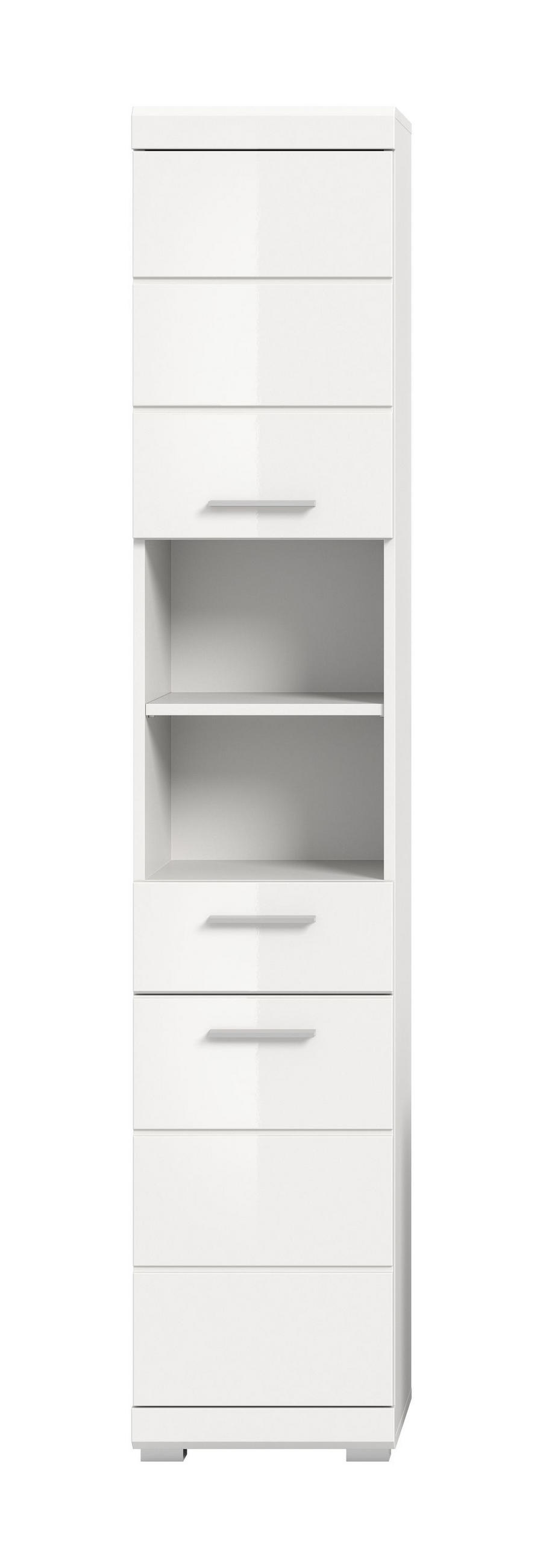 HOCHSCHRANK Scout Bad in weiß Nachbildung und weiß hochglanz B/H/T: 37x191x31 cm - Weiß, Holz (37/191/31cm)