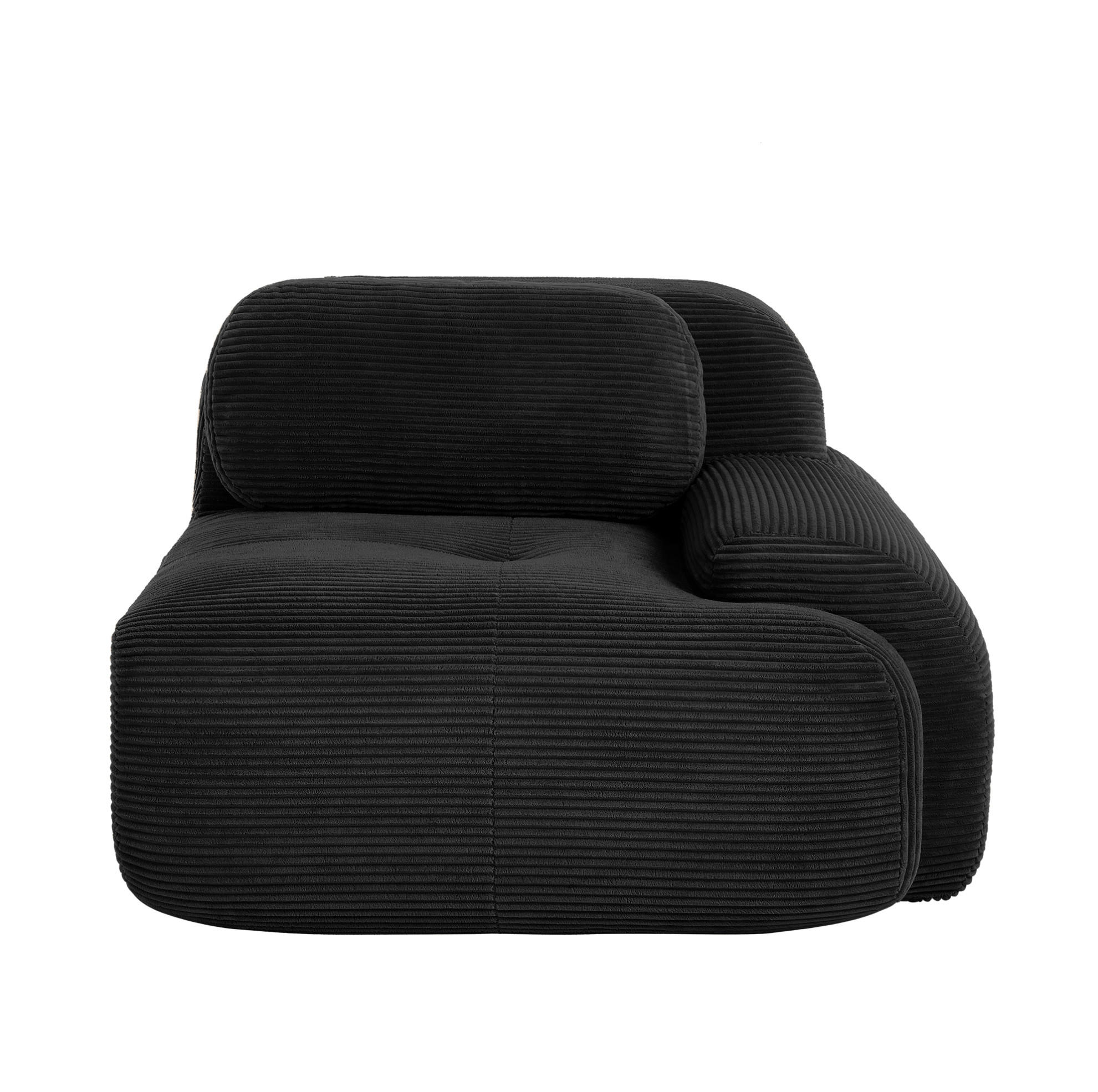 ECKSOFA 104/103/75 cm schwarz aus Cord modular und montagefrei - Schwarz, Textil (103/104cm) - OKWISH