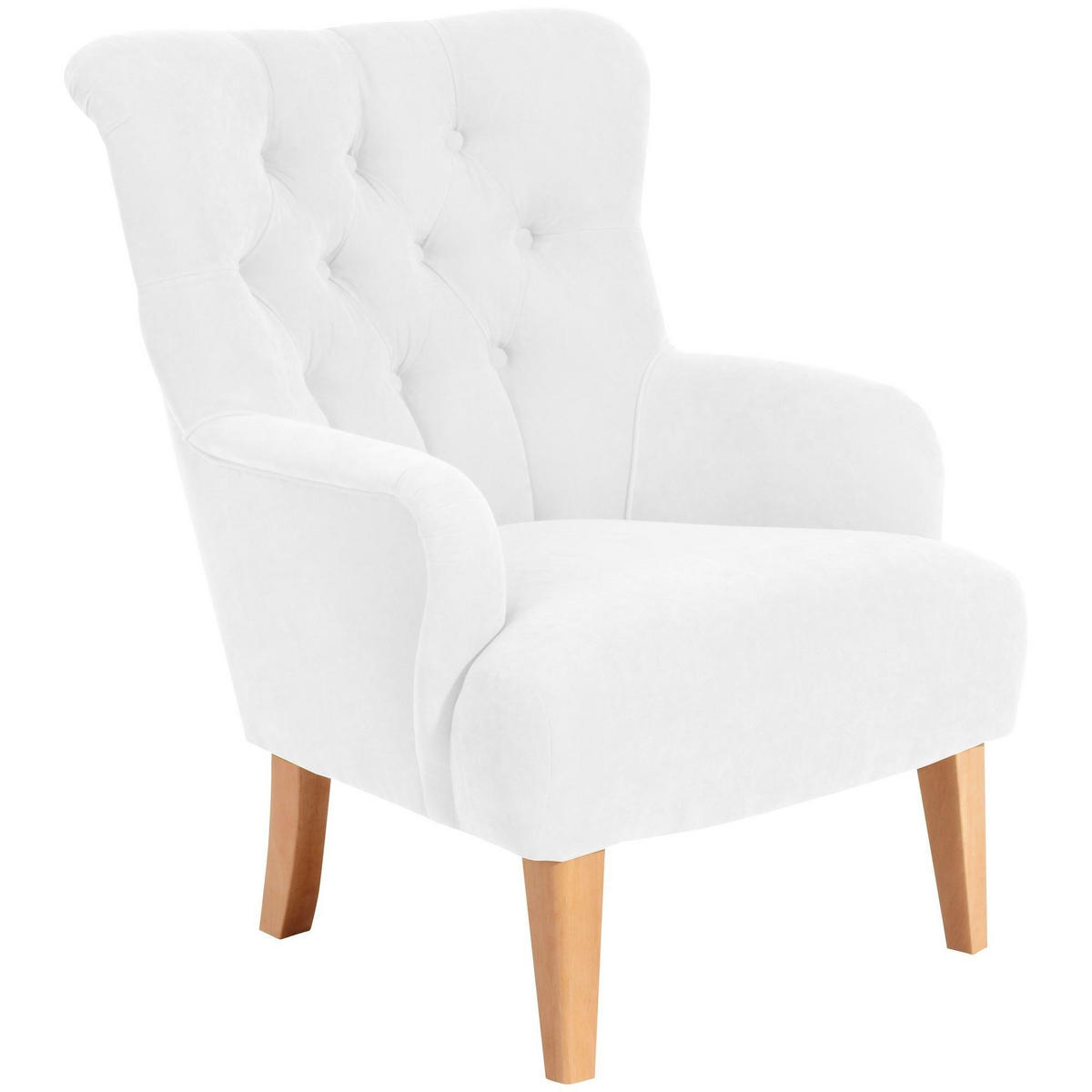 SESSEL Kaiya Bezug Veloursstoff Buche natur / creme - Weiß, Kunststoff (71/97/82cm) - 58aufmkessel