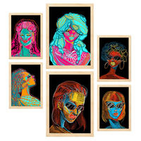 POSTER Set Mit 6 Shades of Beauty 4 Abstrakt Feminin Größe A3 & A4 Rahmen aus hellem Holz - Beige, Papier (29.7/1cm) - Nacnic