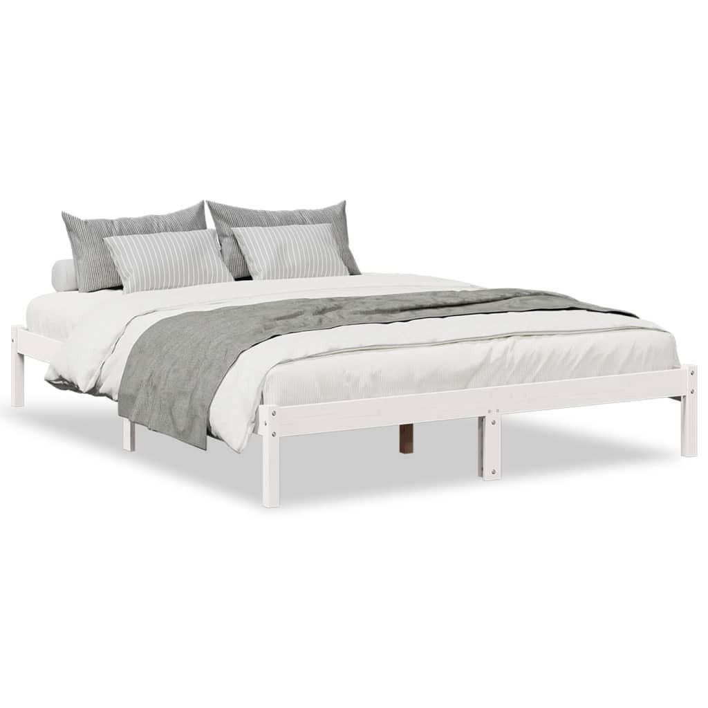 MASSIVHOLZBETT Extra Lang Ohne Matratze Weiss 140/220 Kieferholz - Weiß, Holz (140/220cm) - vidaXL