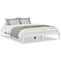 MASSIVHOLZBETT Extra Lang Ohne Matratze Weiss 140/220 Kieferholz - Weiß, Holz (140/220cm) - vidaXL
