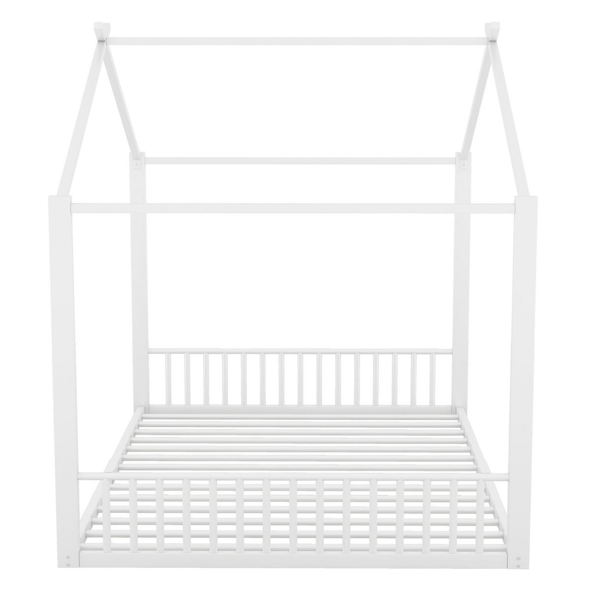 KINDERBETT aus Metall 140x200 cm Weiß in Hausform - Weiß, Metall (140/200cm) - IVMEU