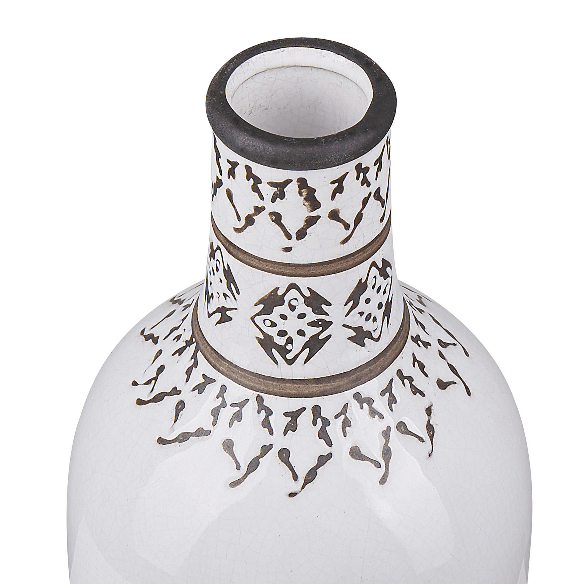 BLUMENVASE Steinzeug weiß Ankon - Weiß, Stein (25cm) - Beliani