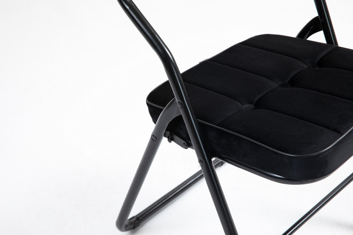 KLAPPSTUHL DE-36266 2er-Set mit gepolstertem Sitz Schwarz - Schwarz, Metall (47/80/46cm) - ComfortXL