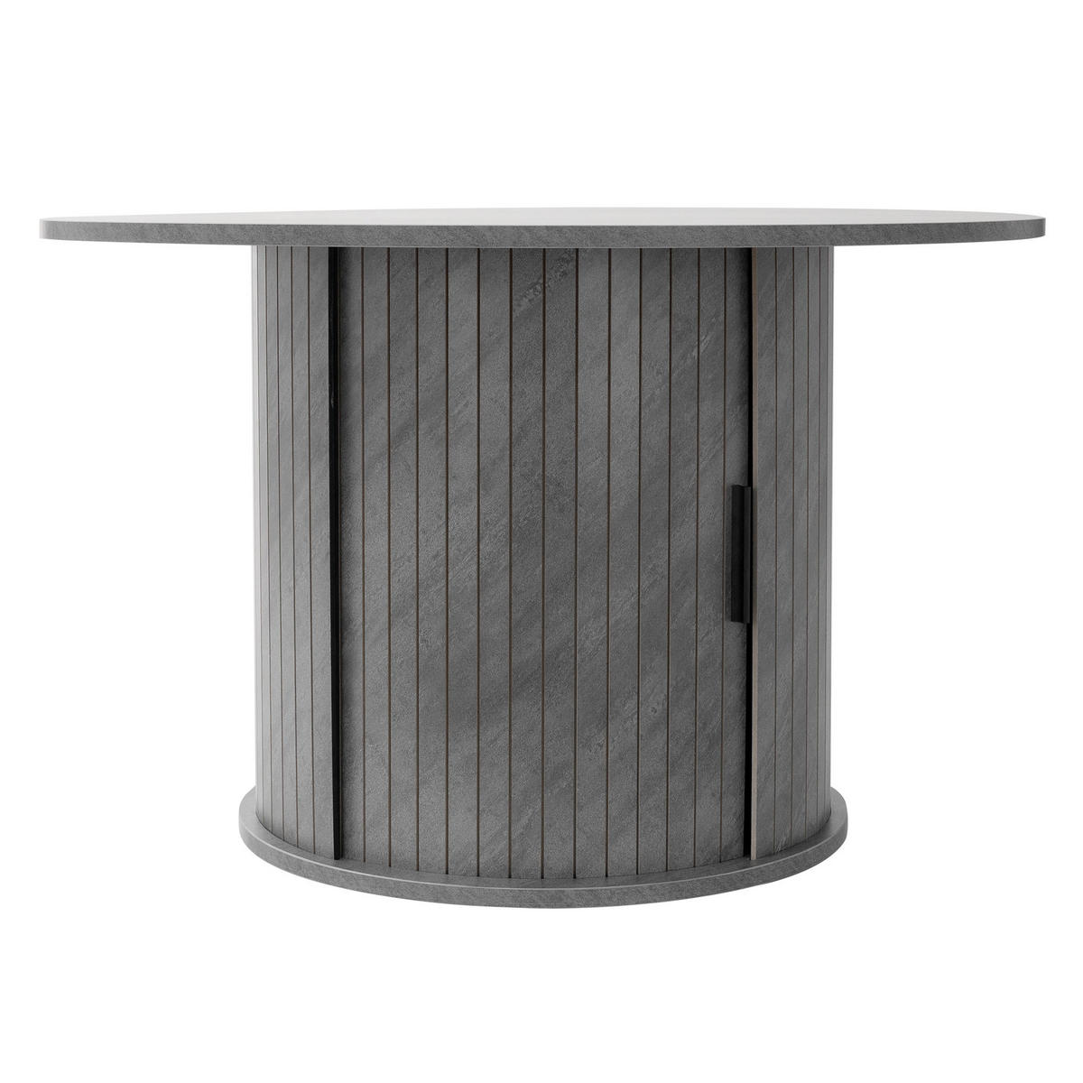 COUCHTISCH mit Schiebetür und Stauraum rund Ø80x50 cm Beton-Optik Grau - Grau, Holz (80/80/50cm) - ML-DESIGN