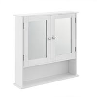 SPIEGELSCHRANK - Weiß, Holzwerkstoff (56/58/13cm) - [en.casa]