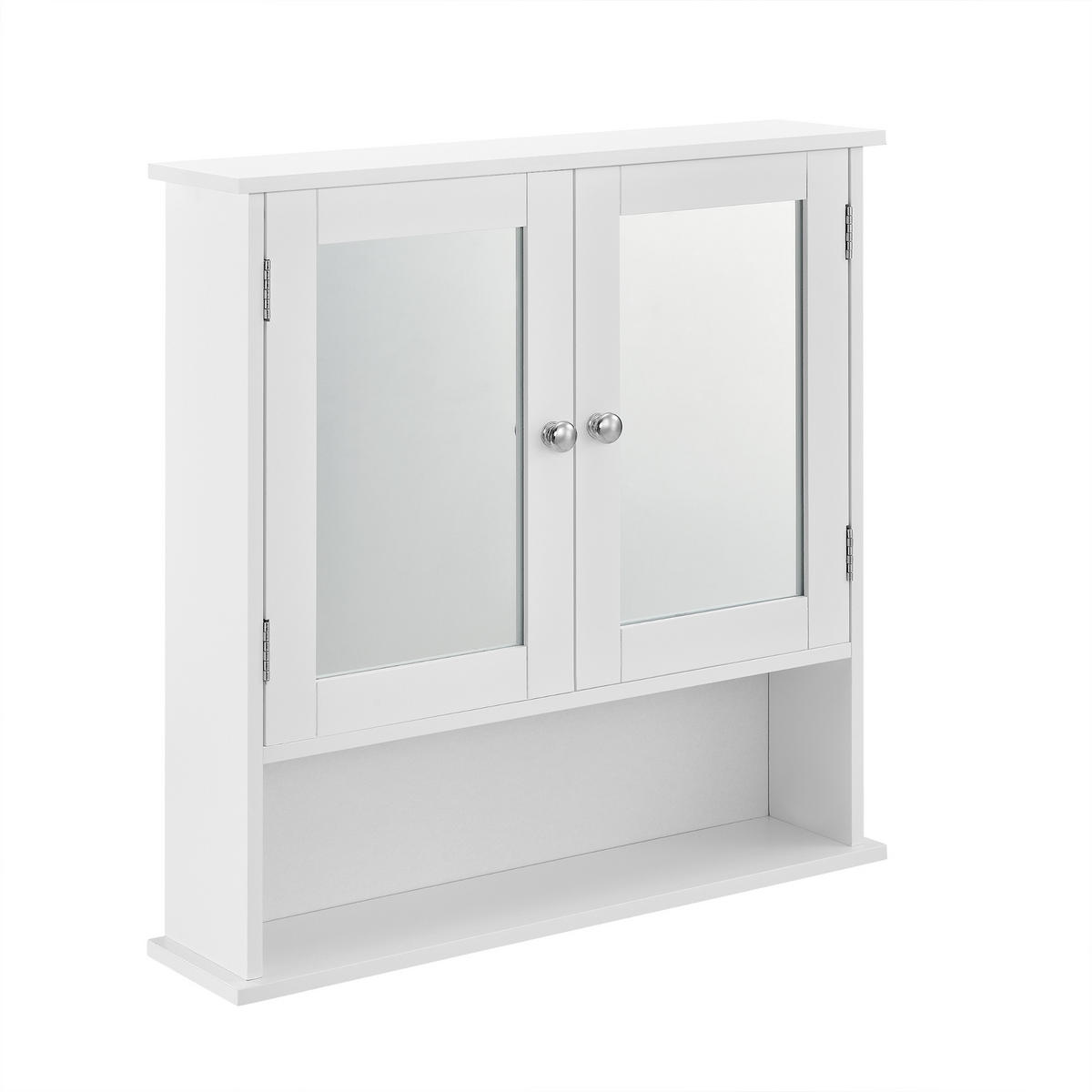 SPIEGELSCHRANK - Weiß, Holzwerkstoff (56/58/13cm) - [en.casa]