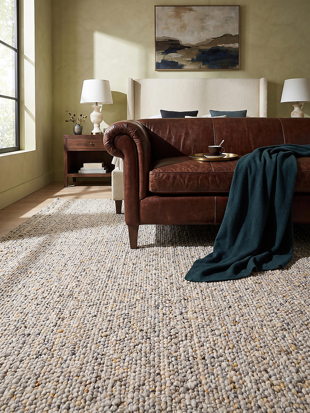 TEPPICH Kurzflor, handgewebt, GLAVEN, in Gelb-Grau, Bouclé-Struktur, 120 x 170 cm - Gelb, Textil (120/170cm) - KADIMA DESIGN