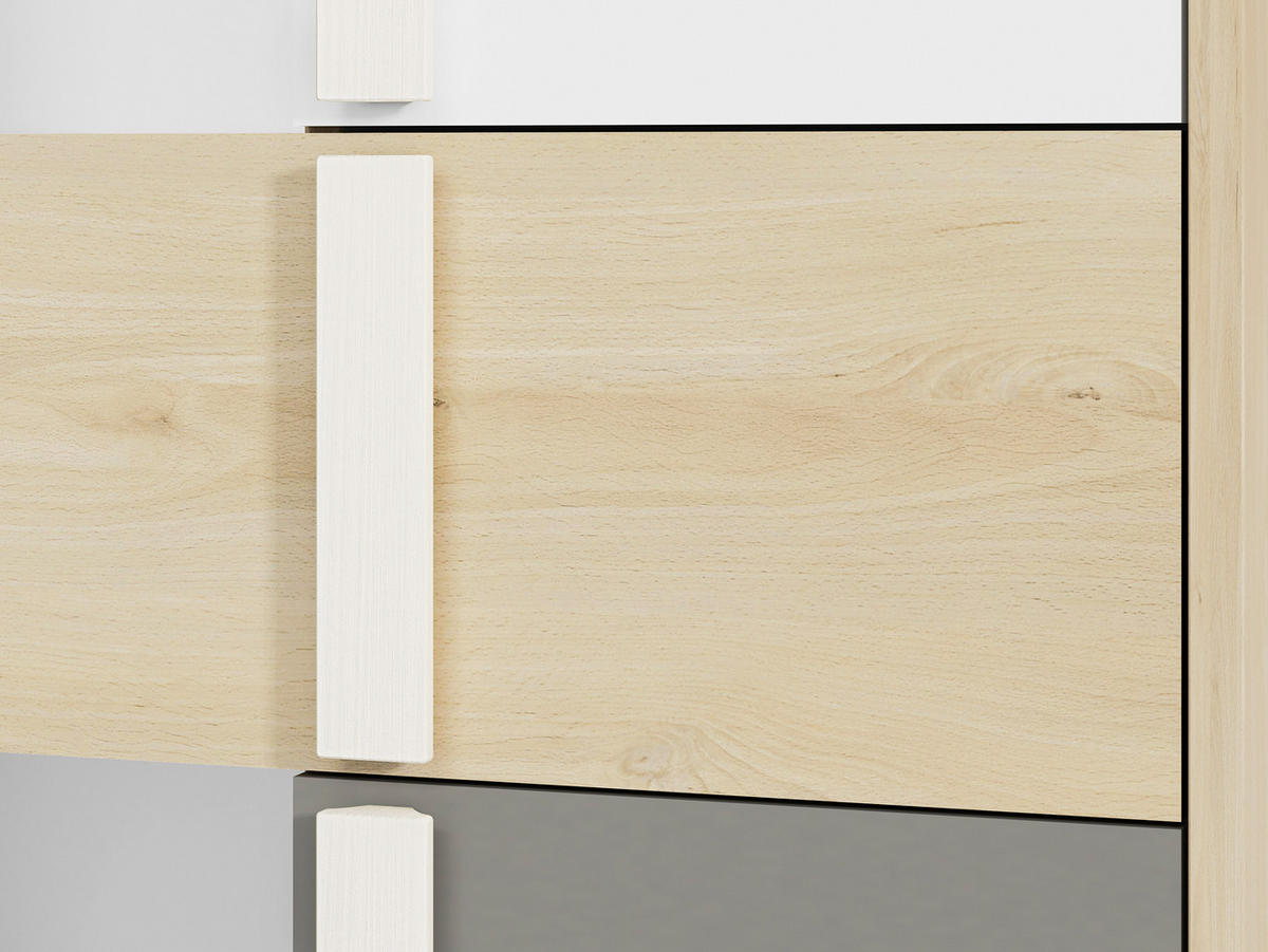 REGALSCHRANK Drop Fjord Buche / weiß / grau 80 / 40 / 199cm - Multicolor/Braun, Holz/Holzwerkstoff (80/199/40cm) - Feldmann-Wohnen