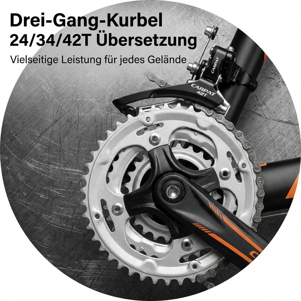 MOUNTAINBIKE 26 Zoll Schwarz + Orange, 21-Gang-Schaltung, Doppel-Scheibenbremsen, Carbonstahl - Orange, Metall (20cm) - Oxeza