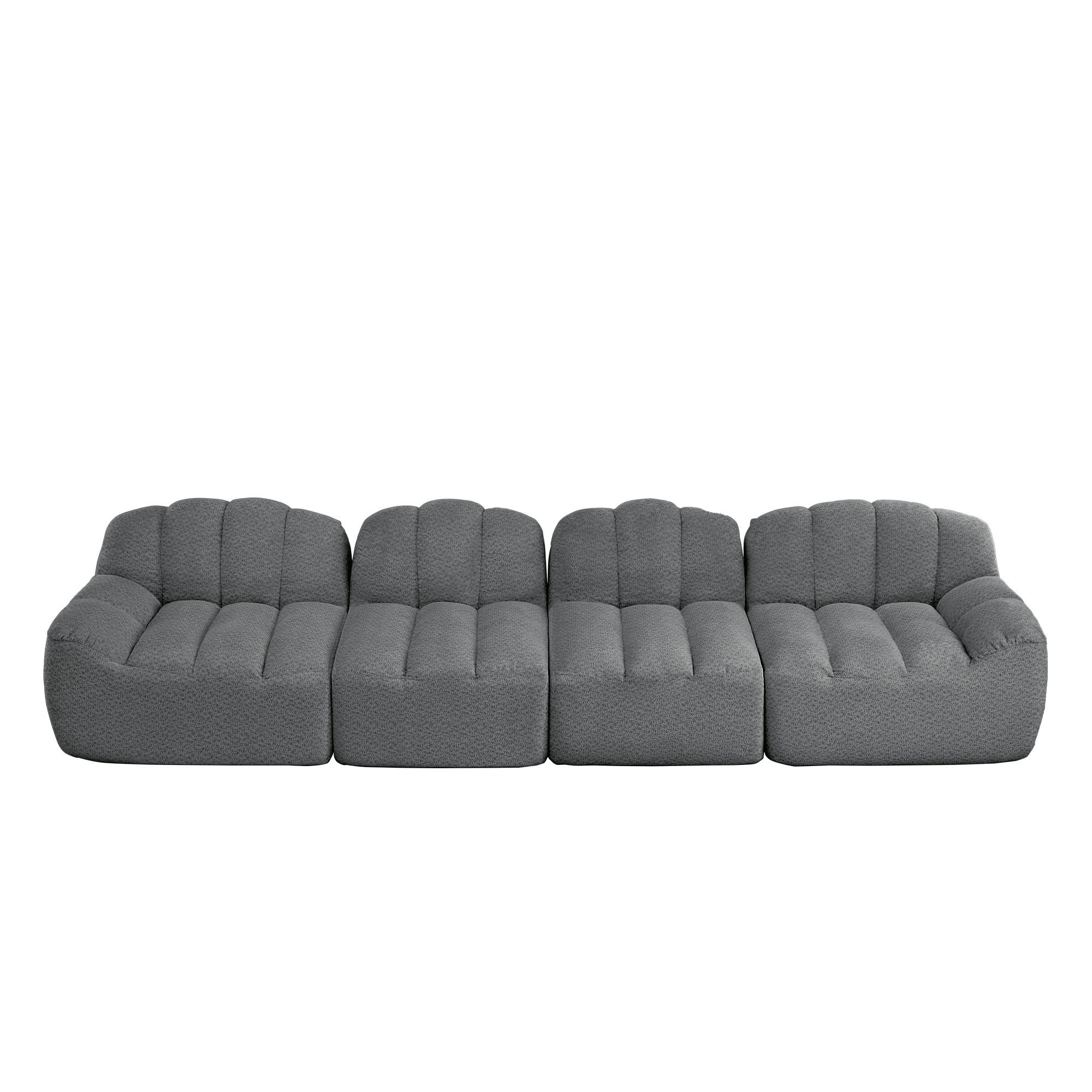 4-SITZER SOFA Granulierte Fleece Grau - Grau, Textil (366/79/104cm) - WISHDOR