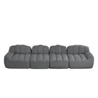 4-SITZER SOFA Granulierte Fleece Grau - Grau, Textil (366/79/104cm) - WISHDOR