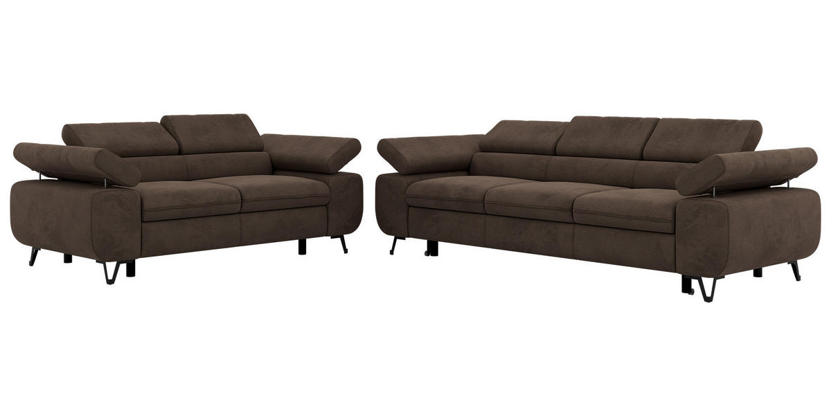 SEDACÍ SOUPRAVA PETERS 2+3 - Hnědá Samet - černá/hnědá, kov/textil (262/76/99cm) - MKS