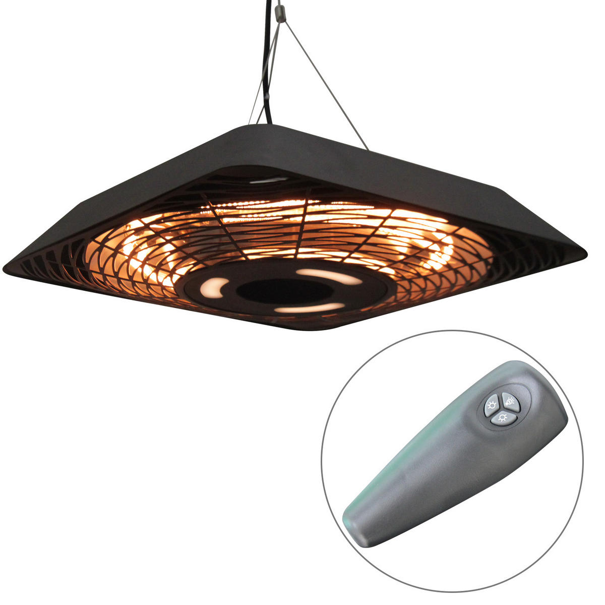 INFRAROTSTRAHLER DE-10714 2000W mit 3 Stufen & Fernbedienung Schwarz - Schwarz, Metall (45/10/45cm) - ComfortXL