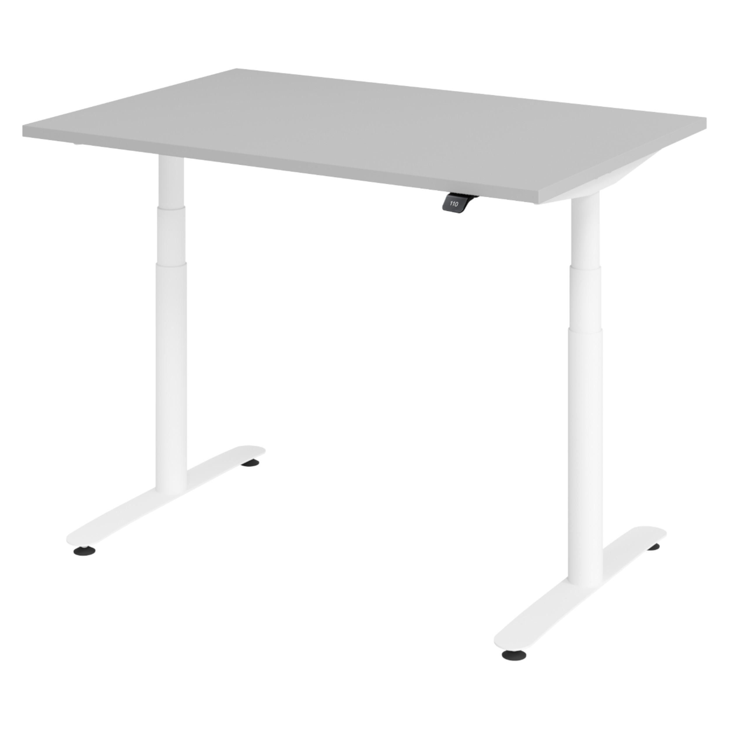SCHREIBTISCH elektrisch Bluetooth & App XDLR 120/80/72 cm in Grau/Weiß - Weiß/Grau, Holzwerkstoff (120/80/72cm) - bümö