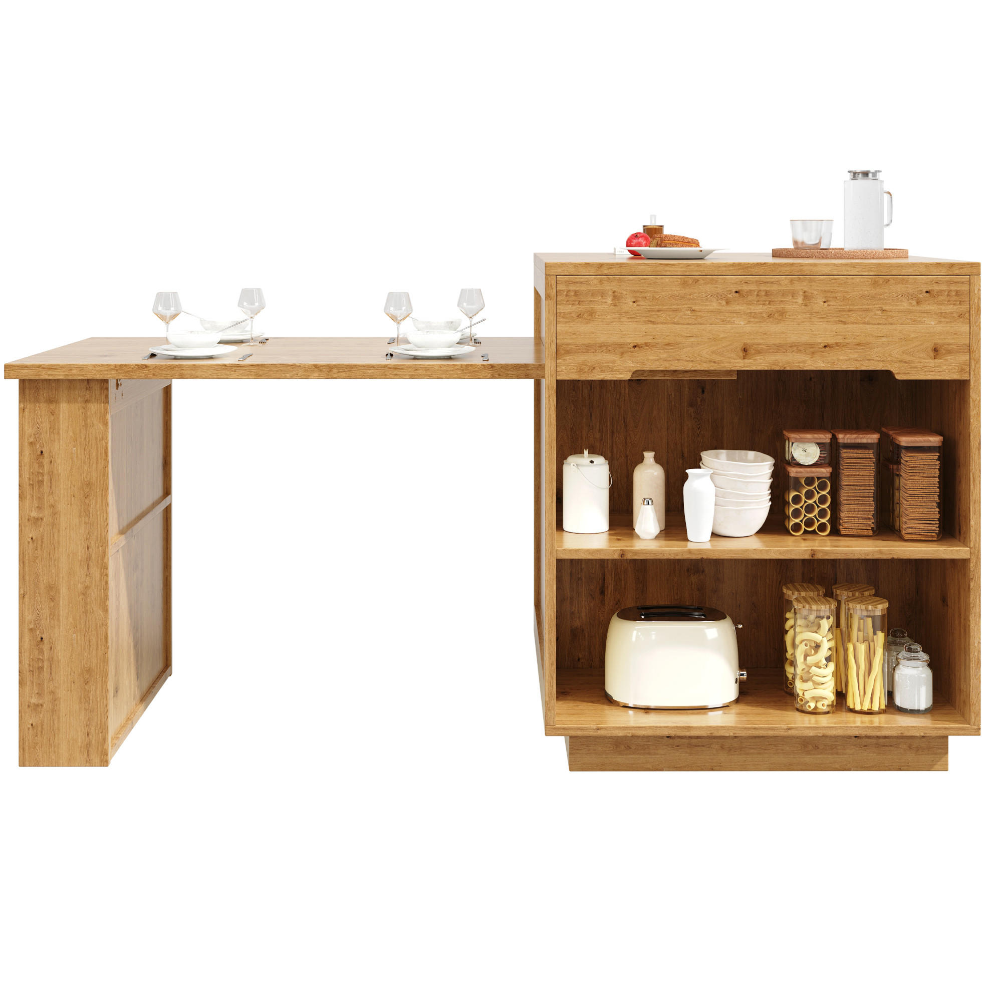 Okwish Kücheninsel Braun 122x93.5x70 cm