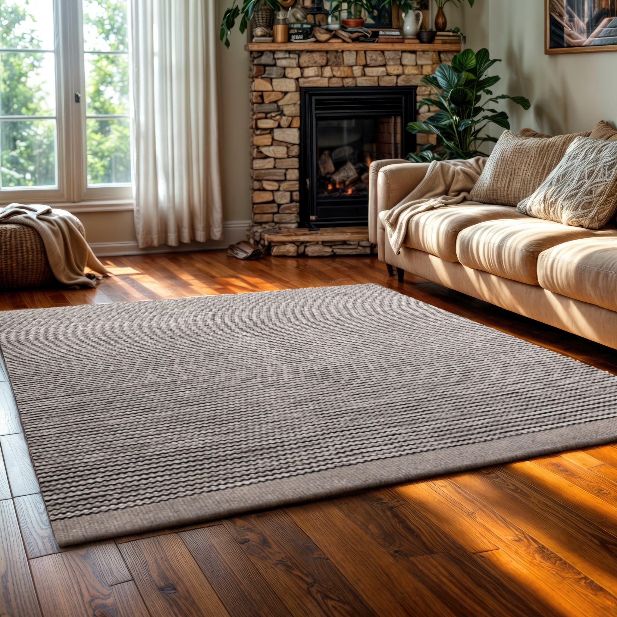 WOLLTEPPICH Roshni grau 230/160 cm - Grau, Naturmaterialien (160/230cm) - My-Rug