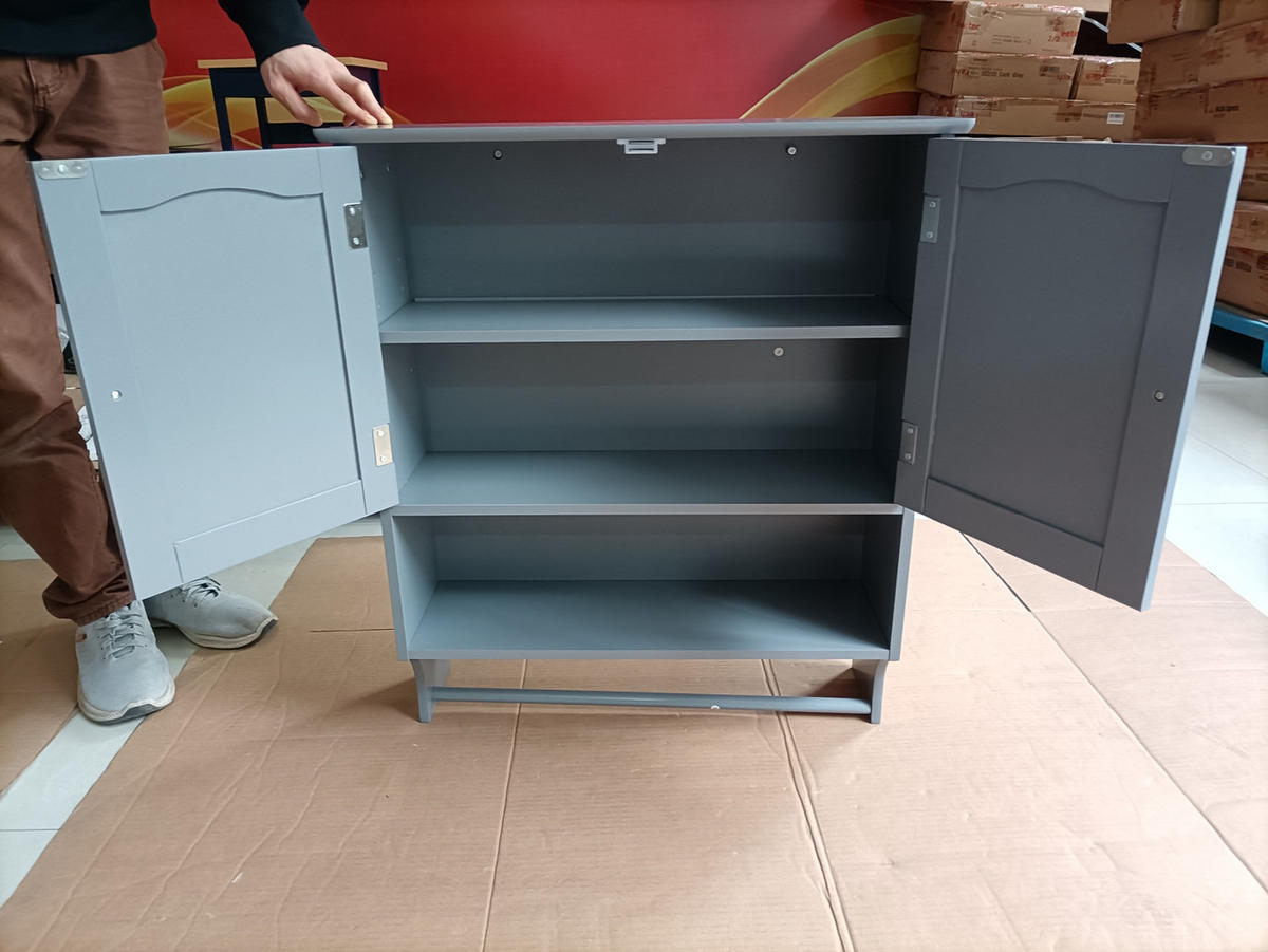 WANDSCHRANK Badezimmerschrank 56.8x19x70 cm Hellgrau aus Holzwerkstoff mit verstellbaren Regalen - Hellgrau, Holzwerkstoff (56.8/70/19cm) - Modfu