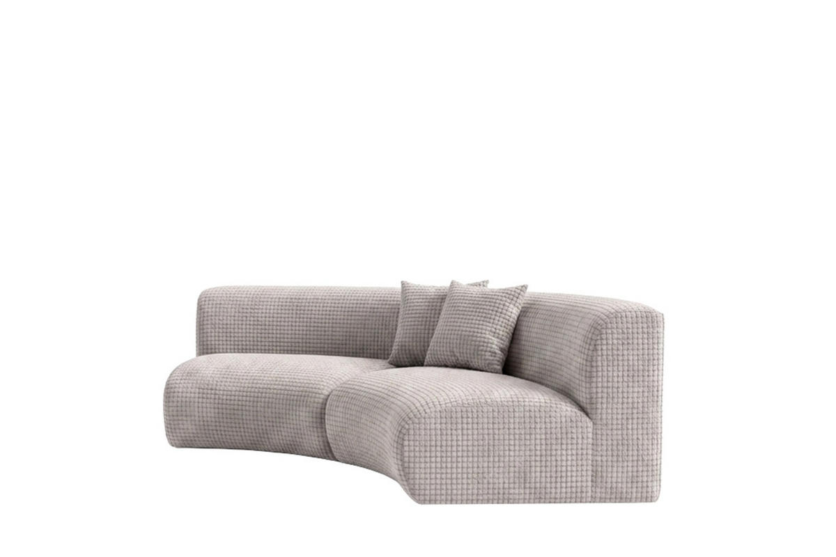 SOFA Round, Chenille-Stoff Cremona, Hellgrau, GRETA - Hellgrau, Holz (294/70/89cm) - Kaiser Möbel