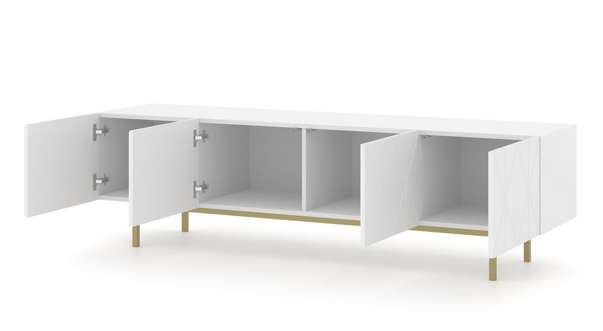 TV LOWBOARD Weiß 180/50,5/42 - Weiß, Holzwerkstoff (180/51/42cm) - RAUMHIRSCH FURNITURE