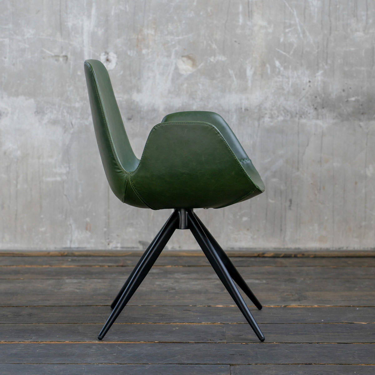 DREHSTUHL QUEN Grün Kunstleder - Schwarz/Grün, Leder (55.5/82/55cm) - KAWOLA