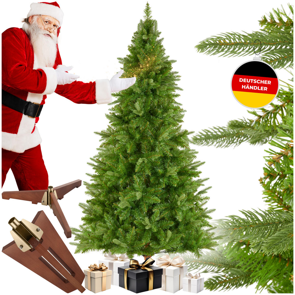 WEIHNACHTSBAUM Cupid,klappbarer Baumständer aus Holz ,grün - Grün, Kunststoff (180cm) - tectake