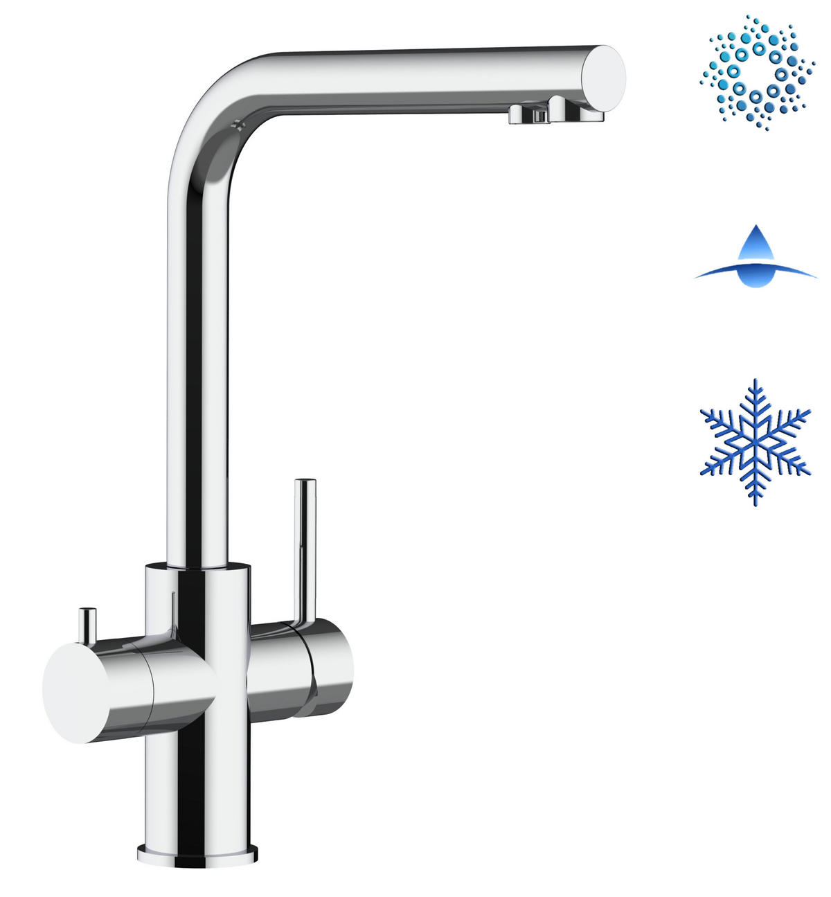 5-WEGE-KÜCHENARMATUR, Edelstahl Massiv aus Chirurgenstahl, Hochglanz, 360° schwenkbar - Edelstahlfarben, Metall (22.5/37.6/22.5cm) - VIZIO