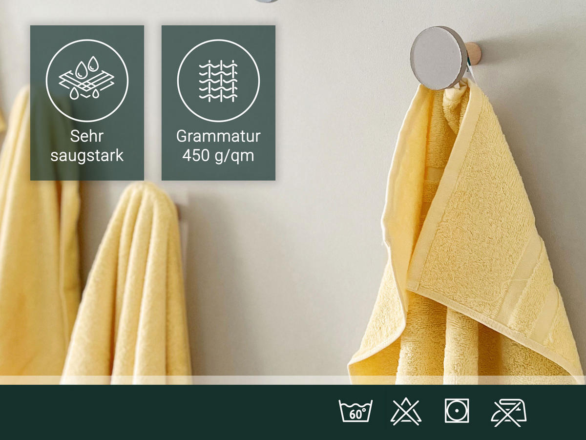 HANDTÜCHER, 6er-Set, 50x100 cm, 100% Baumwolle, Gelb - Gelb, Textil (50/100cm) - Zollner