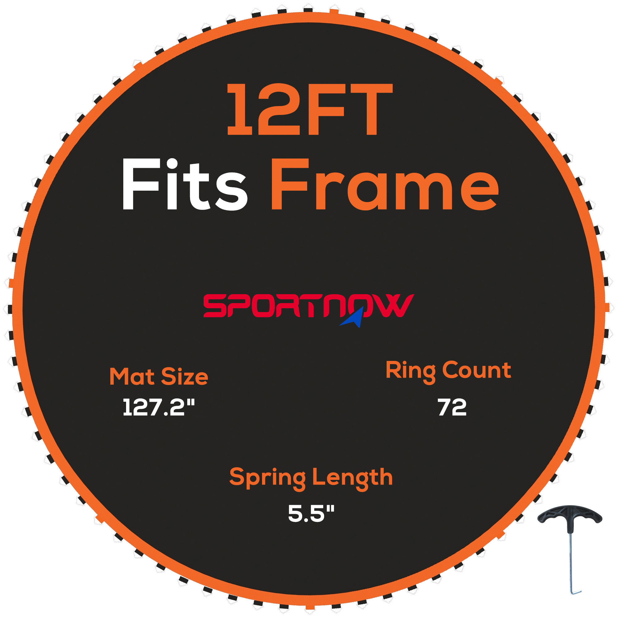 TRAMPOLINSPRUNGTUCH Sprungtuch für Trampolin, Ø323 cm, Sprungmatte Schwarz - Orange, Kunststoff (323/323cm) - SPORTNOW