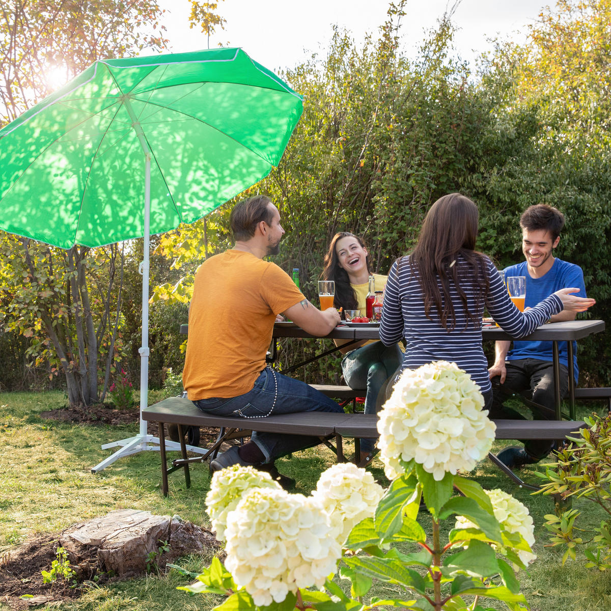 SONNENSCHIRM - Grau, Textil/Metall (180/180cm) - Relaxdays