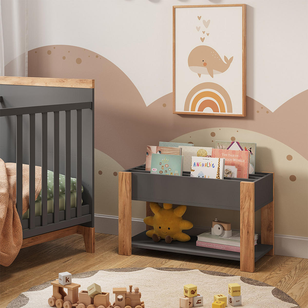 KINDERREGAL Malia Grau/Artisan 80 x 46 cm - Hellgrau/Grau, Holzwerkstoff (80/46/37cm) - VitaliSpa