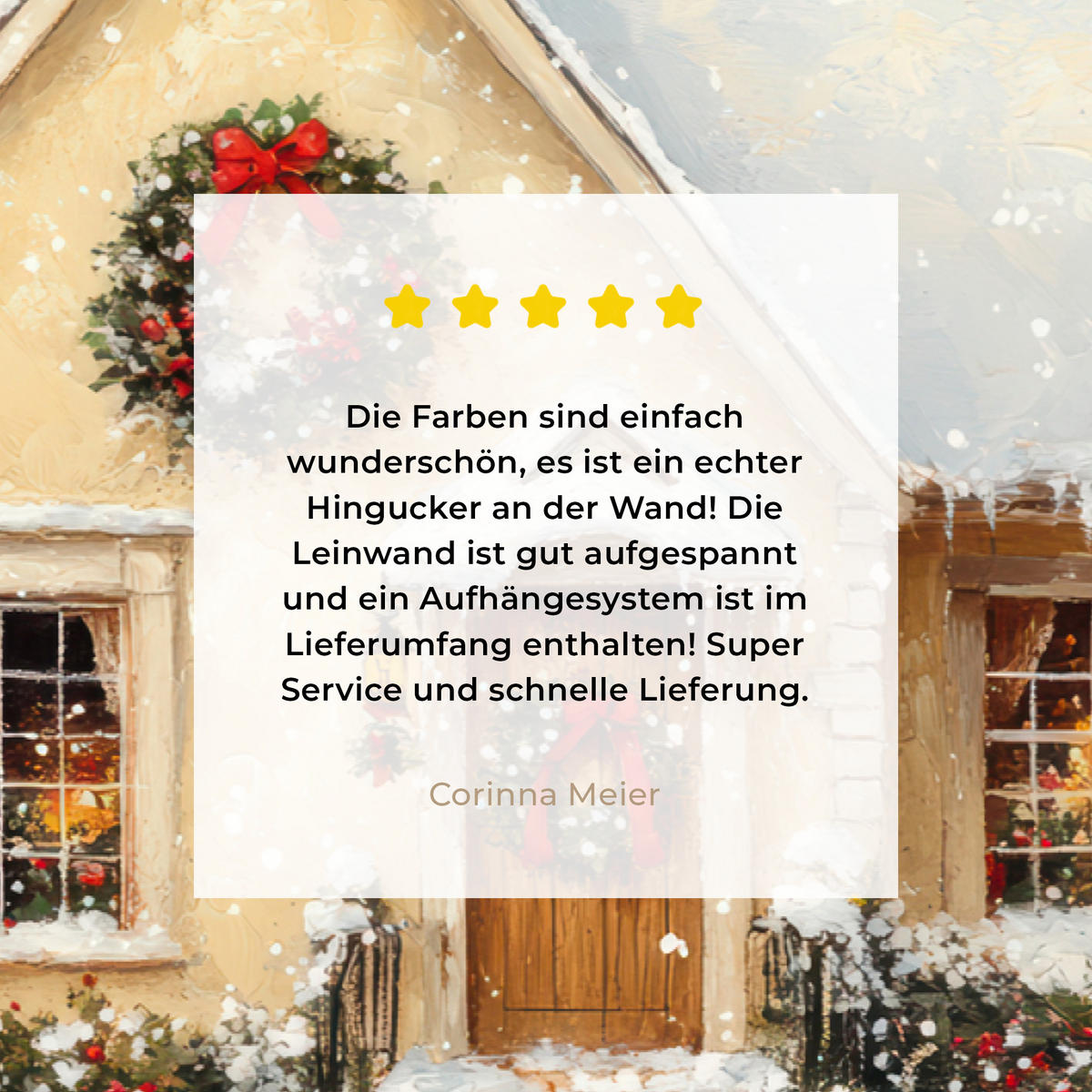 LEINWANDBILD Weihnachten - Zuhause - Winter - Schnee Wohnzimmer 120x80 cm - Creme, Textil (120/80cm) - MuchoWow