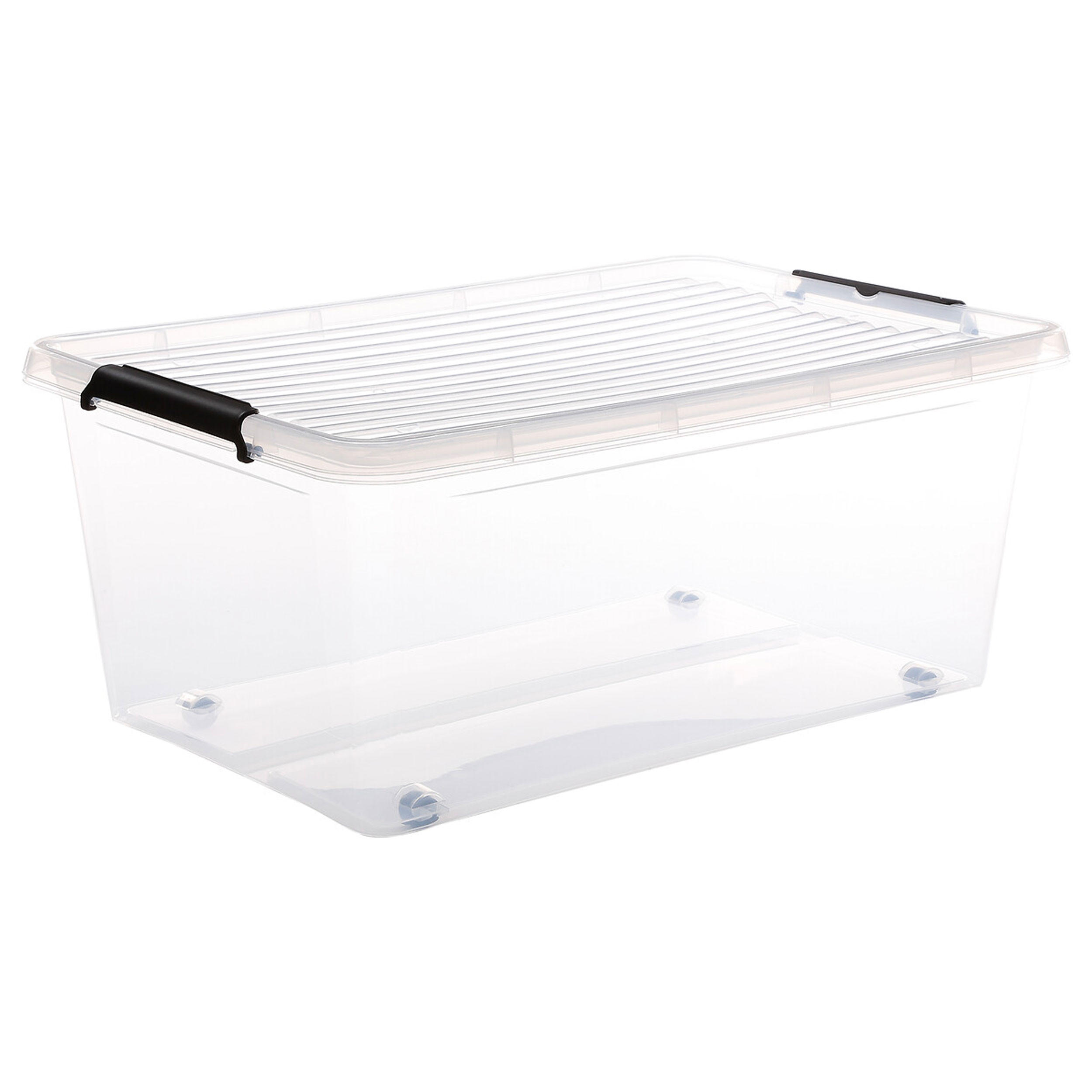 AUFBEWAHRUNGSBOX Clip N Box, mit Rollen, PP-Kunststoff, Transparent, 40 Liter - Transparent, Kunststoff (39/25.5/58cm) - 5five Simply Smart
