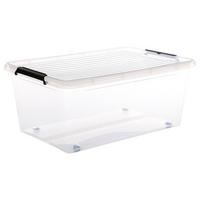 AUFBEWAHRUNGSBOX Clip N Box, mit Rollen, PP-Kunststoff, Transparent, 40 Liter - Transparent, Kunststoff (39/25.5/58cm) - 5five Simply Smart