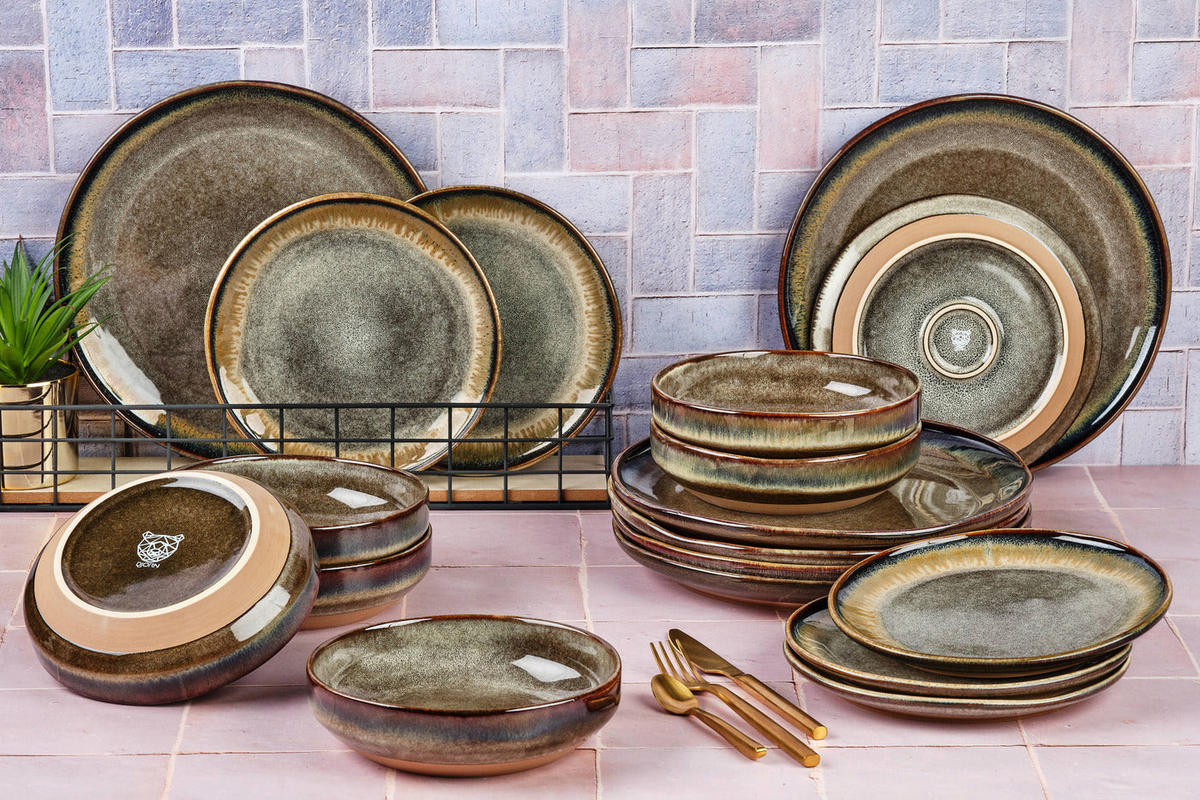 SERVICE Die Essentials Genesis - 18 Teile - Basalt - Braun, Keramik (1/1/1cm) - Björn