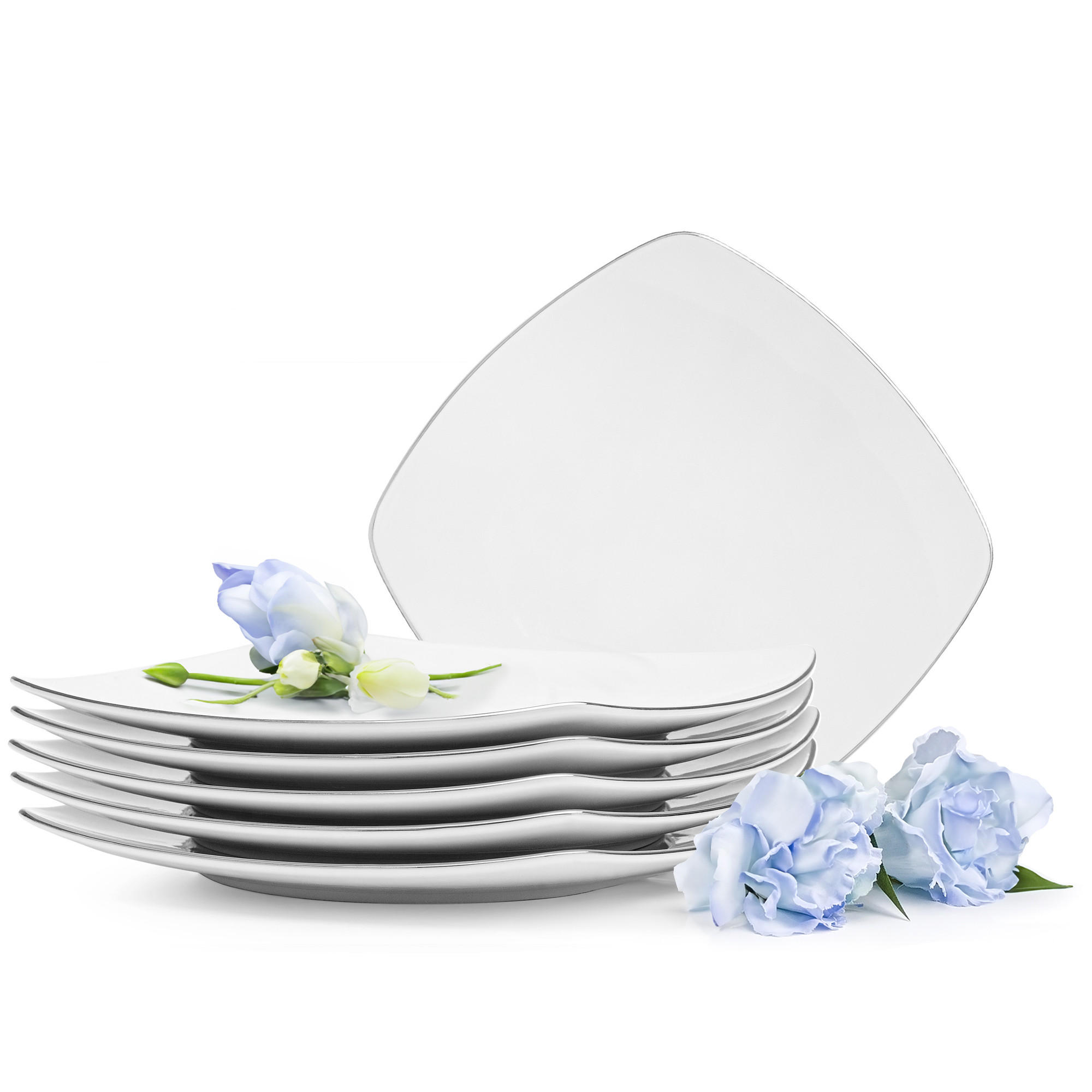 Konsimo® Dessertteller Weiß, Silber