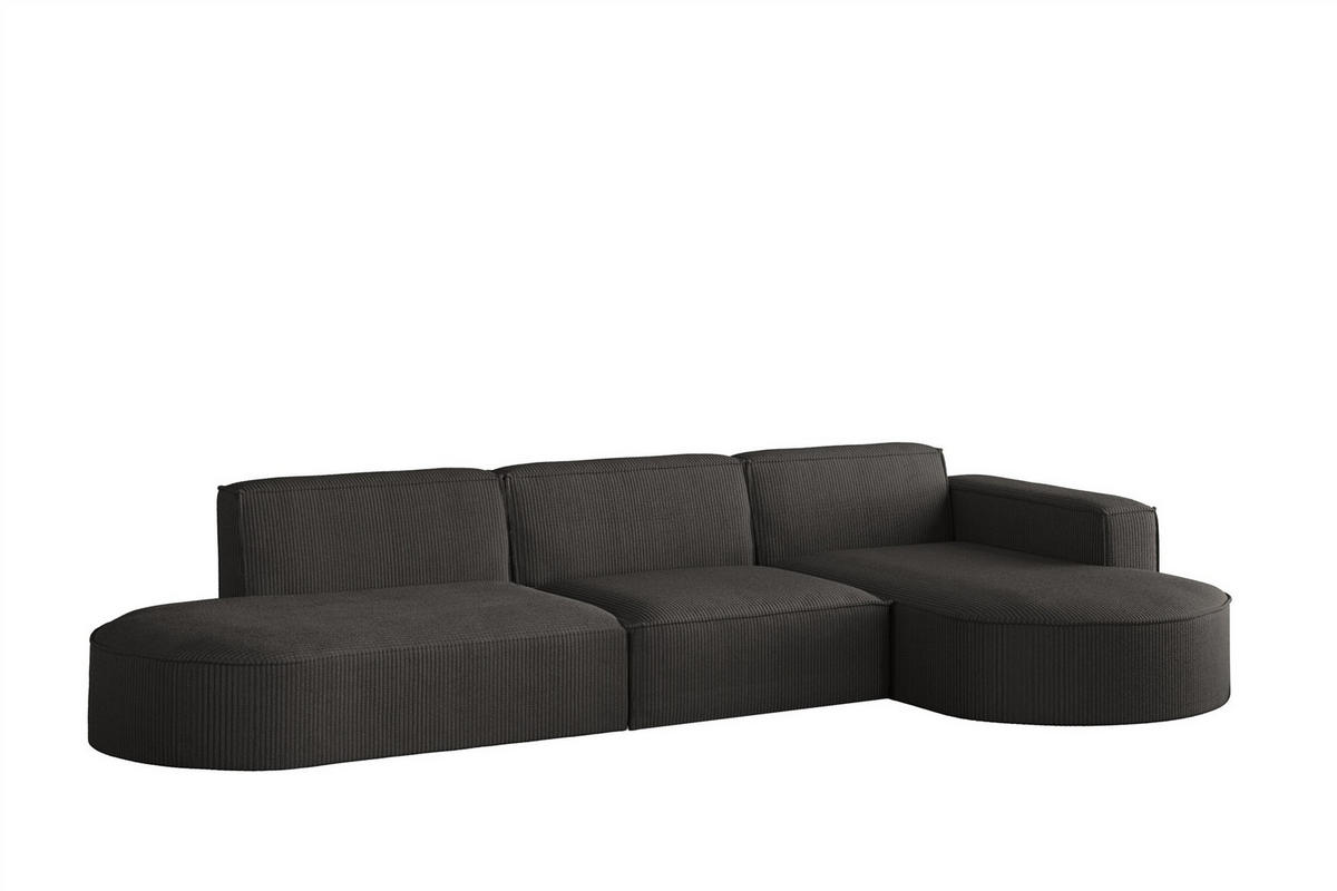 ECKSOFA Palma In Scala - Anthrazit, Holzwerkstoff/Textil (296/165cm) - Fun Möbel